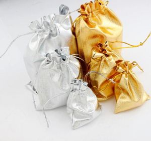 GASE SATIN SMEEDDRY BAGS JEYKTY 100PCSLOT Silvergold Plated Christmas Gift Påsar Bag 7x9cm 9x12cm 13x18cm1315653