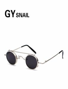 Gy Snail Gothic круглые солнцезащитные очки мужчины маленький винтажный бренд ретро -стимпанк солнце