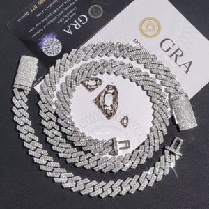 chains necklaces designer CZ cuban link chain necklace men Titanium stainless steel plated gold 12mm 14mm 2 row moissanite diamond hip hop jewelry choker women gift