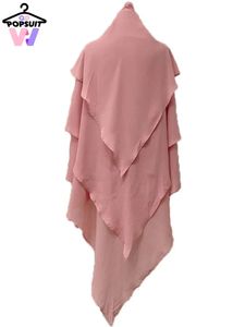 여성 Abaya 3 층기도 의류 머리 장식 두바이 터키 터키 인도네시아 이슬람 평범한 고음 khimar 캡 스카프 hijab headcover240403