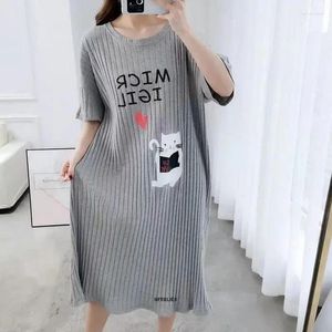 女性用スリープウェアビッグサイズ5xl 120kg夏のナイトガウン女性甘い長い夜のドレス半袖快適なカジュアルホーム