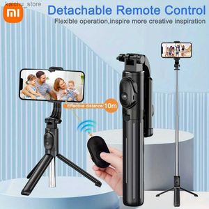 Селфи Monopods Mini Selfie Stick Stripod Steamplion Stand Portable Wireless Bluetooth для прямой трансляции Huawei iPhone Android Y240418