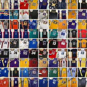 Real Stitched West All-Team Basketball Jersey Iverson 24Bryant Payton Drexler Kemp Allen Garnett McGrady Anthony Bibby Morant Curry Drexler Nash Stockton Carmelo