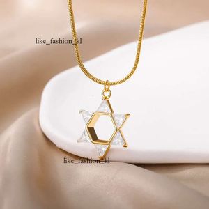 Designer Fashion Mogan David Star Pendant Halsband för kvinnliga män Israel Judiska 14K Gold Chain Star of David Högkvalitativ halsbandsmycken Gift 460