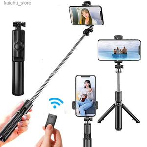 Selfie Monopods Kablosuz Selfie Stick Tripod Stand Bluetooth ile iPhone Samsung Cep Telefonu Tiktok Canlı Akışı Y240418