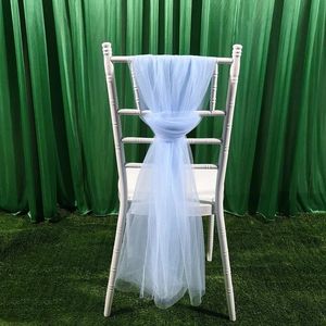 10pcs Organza Sandalyesi Sashes 150200cm Yumuşak Örgü Tül Kapak Düğün Ziyafet Partisi için Dekorasyon Ev El 240407