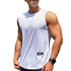 Herrtankstoppar t-shirt topp stilfull sommar mode fitness manliga män snabb torkning ärmlös mjuk fast färg sport tunn väst