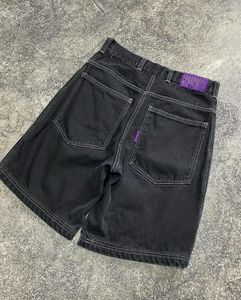 Pantaloncini da uomo hip hop y2k skateboard pantaloni in vita alta jeans sciolti semplici per uomini e donne retrò nera dritta larga gamba casual