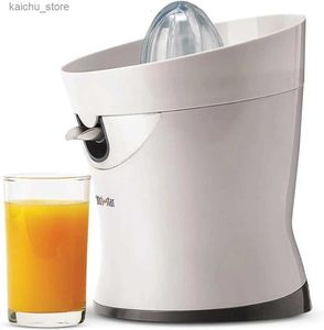Juicers Tribest Citristar CS-1000 Citrus Juicer 스테인레스 스틸 필터와 흰색 노즐이있는 오렌지 및 레몬을위한 전기과 주스 y240418