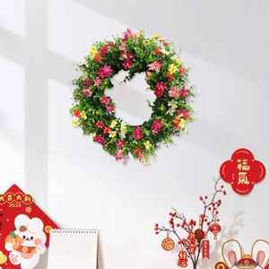 Flores decorativas Spring Wreath Wreath Durable Moda simples de 18 polegadas Artificial de flores silvestres para o Front Door Party Holiday Porch Festival