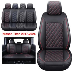 Крышки сидений Полный комплект. Прочная водонепроницаемая кожа для пикапа подходит для Nissan Titan 2017-2024 Black Blue