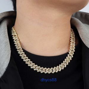 Partihandel dubbel-däck Hiphop smycken strass full av diamanter kubansk kedja 12mm legering bling rap stil halsband