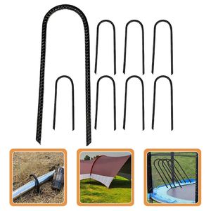 8Pcs Trampolines Stakes Tent Pegs Heavy Duty U Type Sharp Ends Safety Ground Anchor Stakes 240419