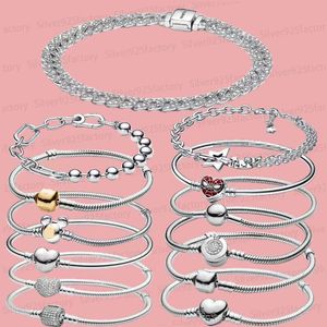 Con scatola originale taglia da 16-21 cm braccialetti per donne diamanti 925 catena argentata fai da te fit pandoras ragni corona di lusso di alta qualità designer ad alta qualità si regalo per braccialetti braccialetti