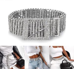 Silver Full Rhinestone Diamante Fashion Fashion Women Belt Cearów 2019 Nowy pokorowany pas Harajuku Ladies Waist Charm Akcesoria 2 Szie C9379989