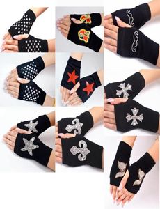Whole Winter Spring Men Women Fingerless Gloves with Diamond Rivets Korean Fashion Half Finger Gloves Knitted Cool Sailor Danc8668862