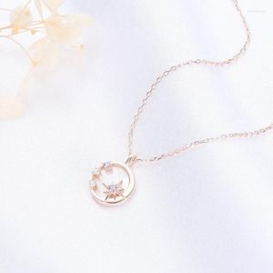 PENDANTS Pure Silver Color Shell Shell Star Moon Moon Female Corean Corean Light Gioielli di lusso Catena di clavicole