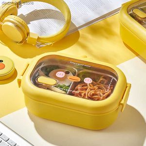 Pudełka bento ze stali nierdzewnej School Kawaii bento pudełko podwójne bok klips oddzielny podgrzewalny pudełko na lunch uszczelniony przenośny pojemnik na żywność L49