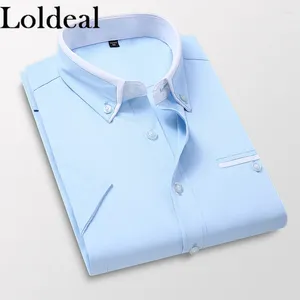 Men's Dress Shirts Slim Fit No-Iron Casual Groomsmen Short Sleeve Shirt