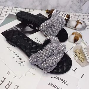 Designer luxury original slipper sandals coco classical flats women shoes fashion mules slippers sandal tweed lady slide casual shoes flip flops pearl size 35-42