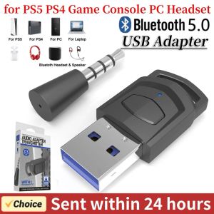 Adapter Bluetooth Audio Adapter trådlös hörluraradaptermottagare för PS5/PS4 -spelkonsol PC -headset 2 i 1 USB Bluetooth 5.0 Dongle