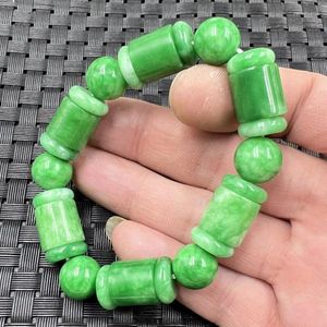 Strang Trockenstraßenverbindung Emerald Yang Green Round Perle Jade Armband