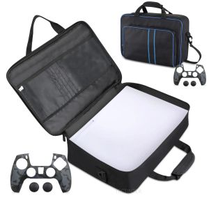 Väskor förvaringspåse resebärande fodral för PS5 -tillbehör Skyddande axel Big Canvas Case Handväska för PlayStation 5 -konsol