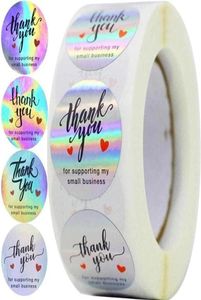 500 pezzi Rainbow Holo grazie adesivi 4 disegni olografici per il supporto delle mie etichette regalo per piccole imprese Wrap273S273W994366