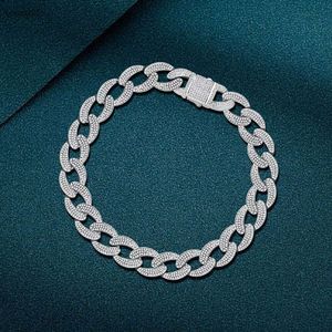 Pulseira cubana de prata pura de Zhenchengda para homens e mulheres, tendência européia e americana de hip hop micro incrustante Full Diamond Chain Bracelet W 2052