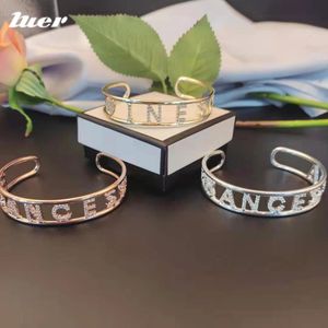LUER Customized Letter Name Bracelet/Personalized Bangles Rhinestone/Men Womens Stainless Steel Bracelets Crystal Letters Gift 240402