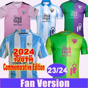 23 24 Jerseys de futebol de Malaga Mens 2024 120ª edição comemorativa Bustinza M. Juande Ramon Febas Alex Gallar Fran Sol Munoz Home Away