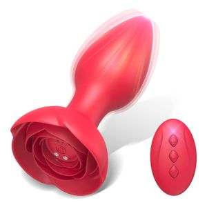 Anal Vibratoren Plug Sex Toys - Anal Sex Toys Vibration Rose Butt Fernbedienung Analspielzeug mit 10 Modi Rose Basis wasserdicht