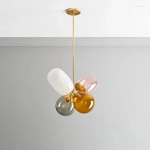 Lustres nórdicos colorido balão de vidro infantil quarto de jantar lâmpadas penduradas luminárias de iluminação moderna decoração de luminária