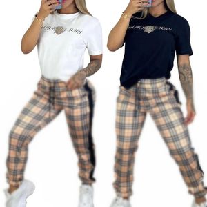 Neue Frauen-Tracksuiten Luxusmarke Freizeitsportanzug T-Shirts Hosen 2-teilige Set Designer Tracksuiten