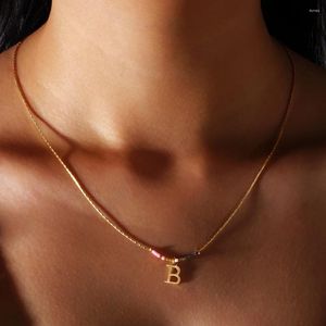 Chains Shinus Handcrafted Anniversary Gifts 2024 Copper 26 Letter Pendant Golden Chain Design Miyuki Bead Necklaces For Women