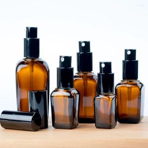 Storage Bottles 200 X Refillable Amber Square Glass Perfume Bottle 10ml 20ml 30ml 50ml 100ml Portable Container With Pump