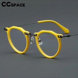 57028ビンテージアセテート光学スペクタクルフレーム女性ファッションラウンドメタル眼鏡フレーム男性トレンド透明なアイウェア240411