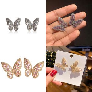 Top Choucong Vendi Orecchini per borchie Gioielli Sterling Sier Gold Riempi Principessa Topaz White Topaz CZ Pietre GEMSTONE Promessa Donne Women Butterfly Earring AZ AZ