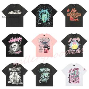 ヘルスターTシャツラップメンズ女性Tシャツラッパーウォッシュグレーブラックヘビークラフトユニセックスショートスリーブトップハイストリートファッションレトロヘル女性Tシャツデザイナー