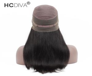 HCDiva Hair Product 360 Wig Lace Frontal Human Hair Wigs pré -arrancados 150 Densidade peruca reta brasileira com cabelos para bebê Remy2048321