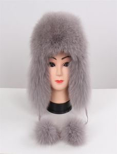 Donne Furto naturale Cappelli ushanka russi inverno inverno orecchie calde bomber cappello da bomber di moda femmina vere cappelli reali 2010194697476