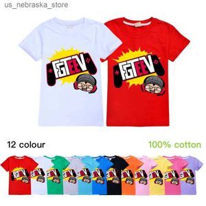 Tシャツ新しいFGTEEV CHILDRENS CLOSTION BOYS AND GIRLS COTTONTシャツの子供用ファッション夏のトップカジュアルTシャツユニセックスQ240418