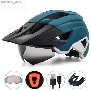 Cykelmassor Masker Cykling Hjälm vindruta 57-61cm cykelhjälm USB Bakljus stabil värmeblock män kvinnor mode cykling cykelutrustning l48