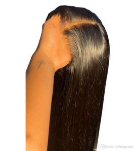 13x6 spets främre mänskliga hår peruker med babyhår före plockad silkeslen rak remy brasilianska hd knop frontal peruk för kvinnor new1855403