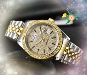 Popular Automatic Date Men Women Unisex Watches Luxury Stainless Steel Quartz Movement Clock Time hour calendar diamonds ring shiny starry watch montre de luxe
