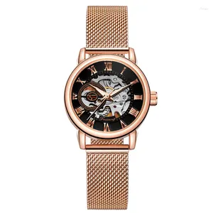 Armbandsur Rose Gold Automatic Mechanical Waterproof Countdown Date Titta på Sapphire Glass Mirror Men's Gift