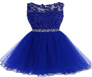 2018 Neue billige Tulle Short Homecoming -Kleider für Juniors Frauen Plus Size Applizes Abschlussfeier für formales Kleid BQ523148402