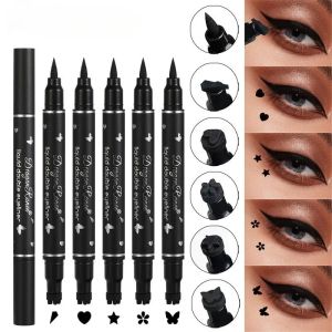 Eyeliner 2 i 1 fjäril Seal Eyeliner penna stjärna mån stämpel långlastande vattentätt svart flytande ögonfoder blyertsögon kosmetiska