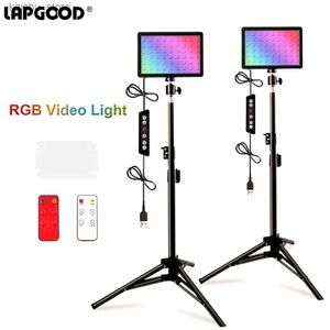 Continuous Lighting RGB LED video dimmable selfie light with tripod bracket photography fill light panel light used for live photo studio kit Y240418