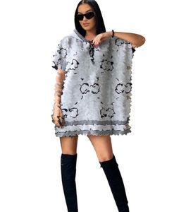 Designer Women's caual short sleeves dress black gray color printed letters loose hoody with buttons woolen hoodie jacket loose dress skirt clothing